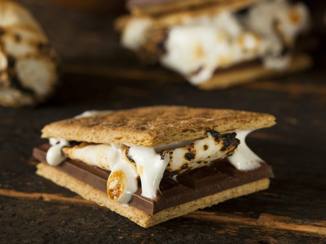 Homemade S'more with chocolate and marshmallow